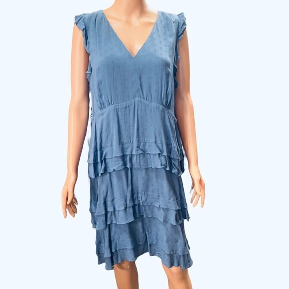 CeCe Ruffled Sleeveless Tiered Dress Size 14 - Picture 3 of 16